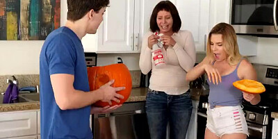 Stepbrother is banging his perverted stepsister in front of her mom