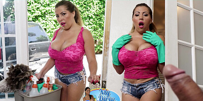 Busty Latina maid agrees to suck a firm cock for some money