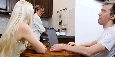 SISPORN. Lustful blonde starts exploiting stepbrothers dick for delight