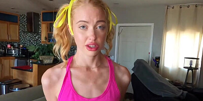 Chloe Cherry stares at the camera with a hard cock in her mouth