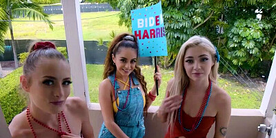 Massive black cock is big enough for three petite teen girls