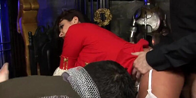 Lustful sex party in a museum with a couple of depraved Euro chicks