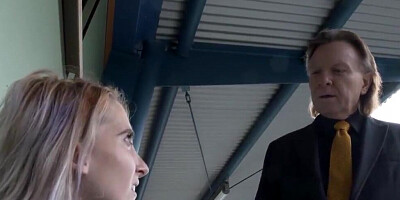 Blonde secretary sucks boss's big cock and gets fucked deeply