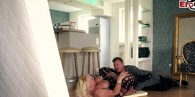 Kitty Wilder is a fat blonde granny who fucks young dude