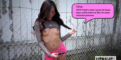 Tiny Asian Vina Sky is back for another Hookup Hotshot pounding