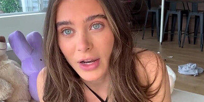 Beautiful solo brunette is using a magic wand on her pussy for pleasure