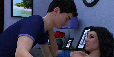3D sex cartoon shows brunette MILF getting fucked by a stepson