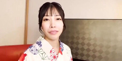 A black-haired Japanese beauty in a kimono has creampie sex and a blowjob. Uncensored