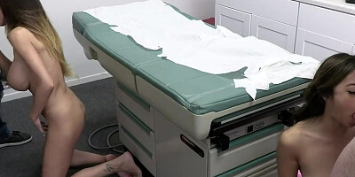 Two naughty doctors are fucking two juicy girls in their office
