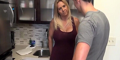 Busty mom sucks her stepson's hard cock in 69 oral sex position