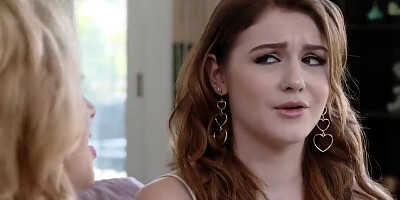 Hot Couple Fucks Hard, Guy Cums on her Face while Mom is Starring at Them.