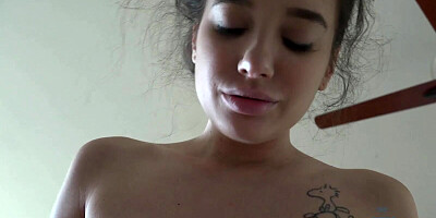 Lovely brunette is filmed while being intimate with her boyfriend and playing with his cock