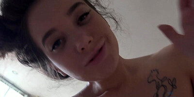 Lovely brunette is filmed while being intimate with her boyfriend and playing with his cock