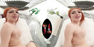 Gorgeous redheaded doll is riding a cock in this hot VR