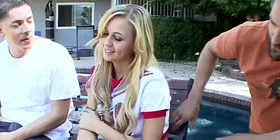 Mae Meyers is getting fucked on the couch by her stepbrother