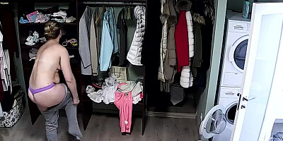 Spy cam catches this lovely mom as she changes her clothes