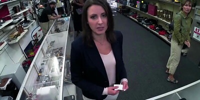 Brunette Milf sells her ring and gets fucked in a pawnshop