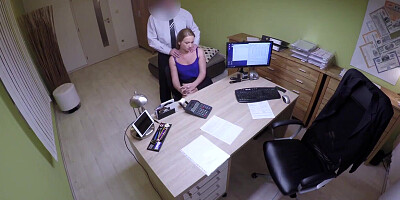 Girl realizes that the bank clerk wants to score her