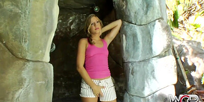 Face of blonde schoolgirl gets covered in cum