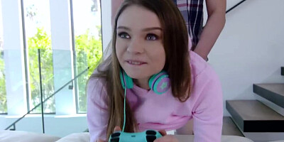 Stepbro and stepsis spend time together engaged in cock sucking and playing video games