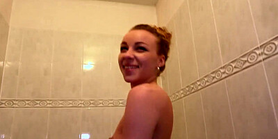 Public Agent Multiple Orgasms as Tight Pussy Stretched in Public Toilet