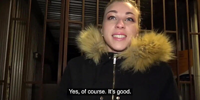 Public Agent Multiple Orgasms as Tight Pussy Stretched in Public Toilet