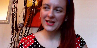 Big ass redhead woman is getting naked and playing with huge balloons