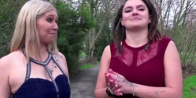 Ladies in stockings are licking one another in this FFM threesome