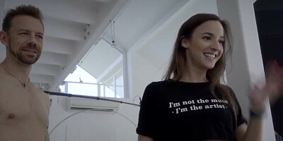 Teen girl has on fishnet stockings while banging her middle-aged neighbor