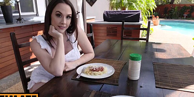 MILF Chanel Preston goes down on hung guy and sucks his cock