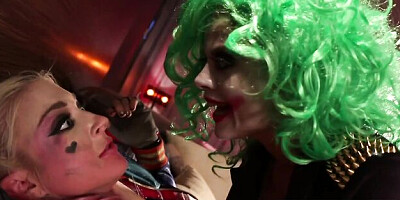 Smiling Leya Falcon and Nadia White's cumshot dirt