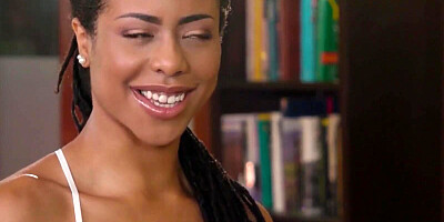 Ebony sweetheart gives a fantastic Nuru massage before sensual interracial lovemaking