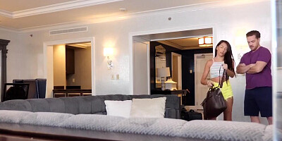 Sleazy stepsister teases stepbro into sex