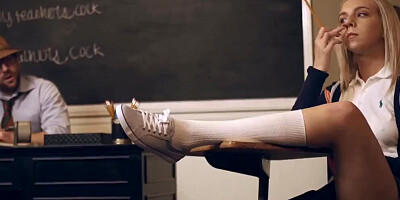 Tiny schoolgirl gets banged by her perverted teacher in a classroom