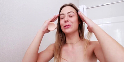 Cute girl Avery Cristy is filmed by stepbrother while fucking with him