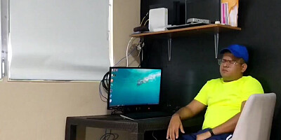 Nerdy guy is fingering his slutty stepsis and spanking her ass