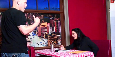 Inked girl polishes a thick cock and rides it wildly