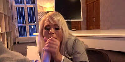 FAKEhub - Natural office MILF blows robber from under her desk before lifting her skirt for big cock in her mature pussy