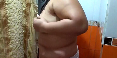 My stepmother goes into the bathroom with me to see me while she is masturbating and then she tells me please, the fuck that is