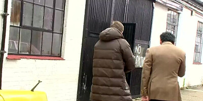 Two blonde milf police officers arrest a guy and take him to the back alley for a threesome