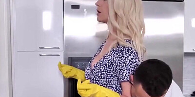 Busty MILF Kit Mercer is fucked in face and cunt by a stepson