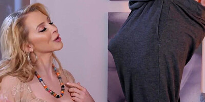 Cougar Alix Lynx polishes Chad Alva's cock and rides him