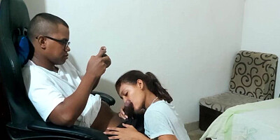 Hot little stepsister wants to get my attention by giving me a good blowjob so I can fuck her hard