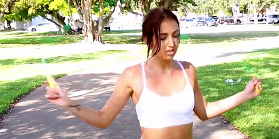 Aubrey Rose is fucking with her stepbrother after doing exercises