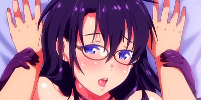 Busty anime babe smiles while being poked with hard cock