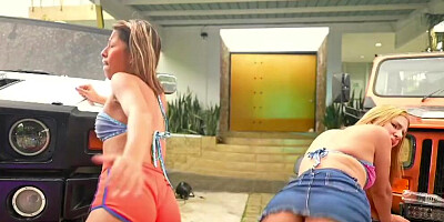 Exotic blonde babe shakes her ass and gets fingered by her friend GGmansion
