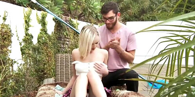 Splendid blonde sucks that hard cock and gets fucked deeply