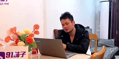 Lustful Asian wife seduced husbands friend while he was not at home