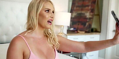 Vanessa Cage is riding horny dude's cock on the couch