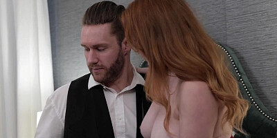 Redhead cougar shakes her big ass while riding her lucky neighbor